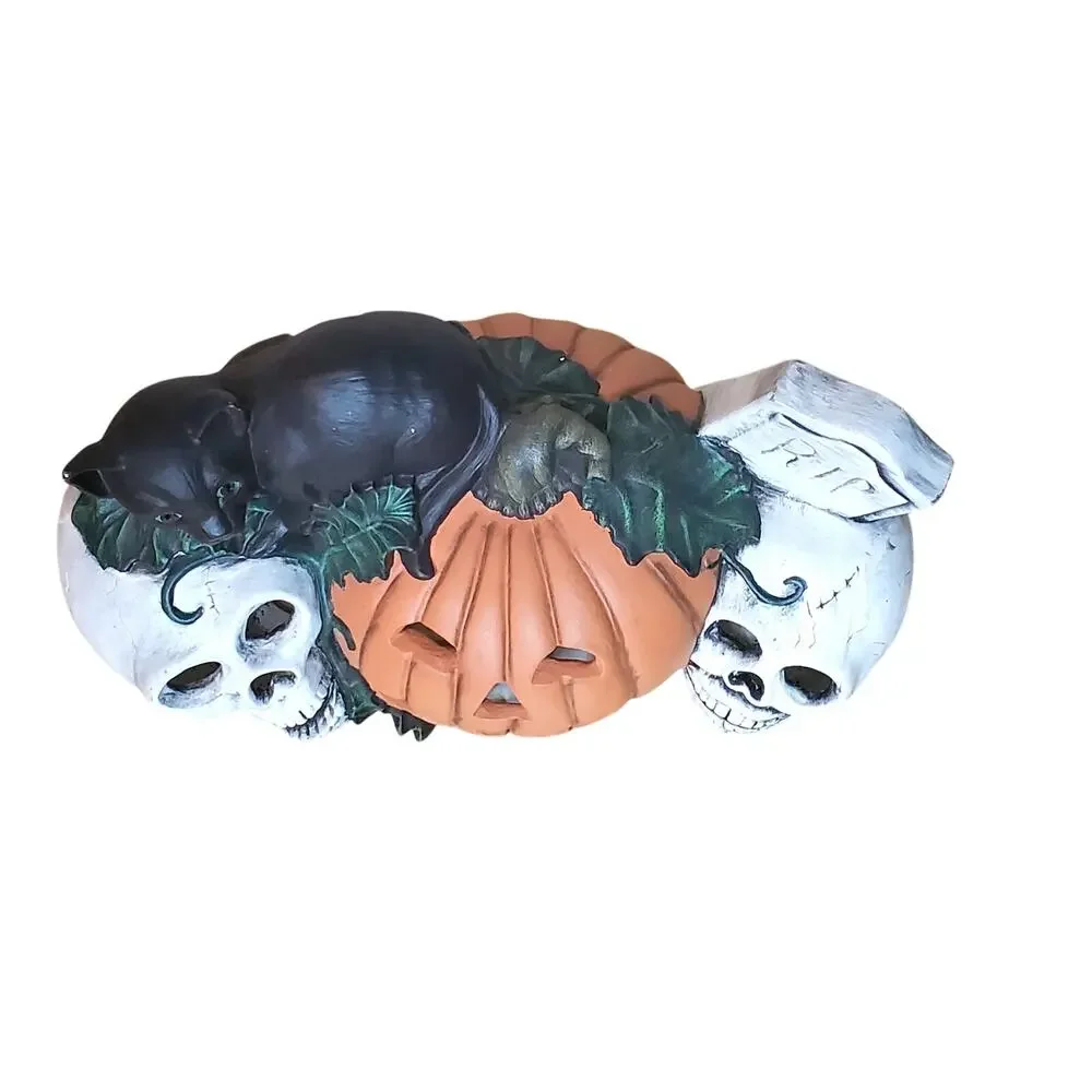 Pumpkin Skull Black Cat Halloween Lamp with Red Light 10